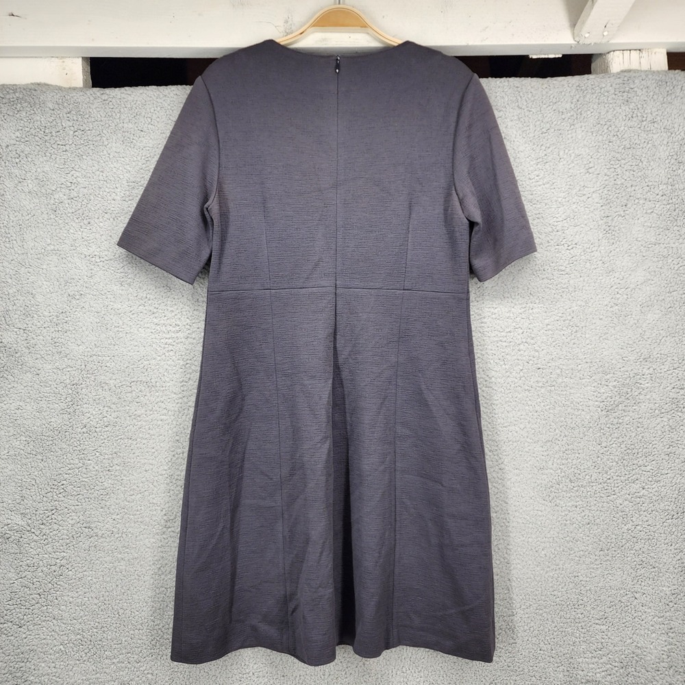 Peserico Gray Textured Cotton Blend Short Sleeve Shift Dress Made in Italy Sz 46 - Picture 5 of 14